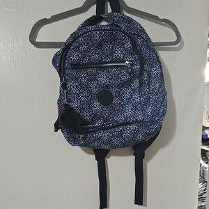 Kipling Medium Blue and White Patterned Backpack
